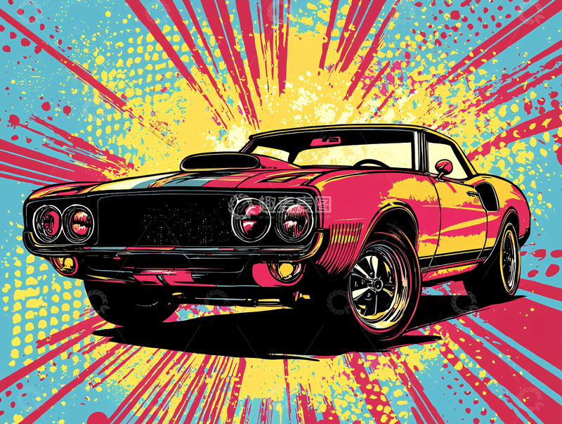 高清大图下载【趣麦麦图】复古肌肉车