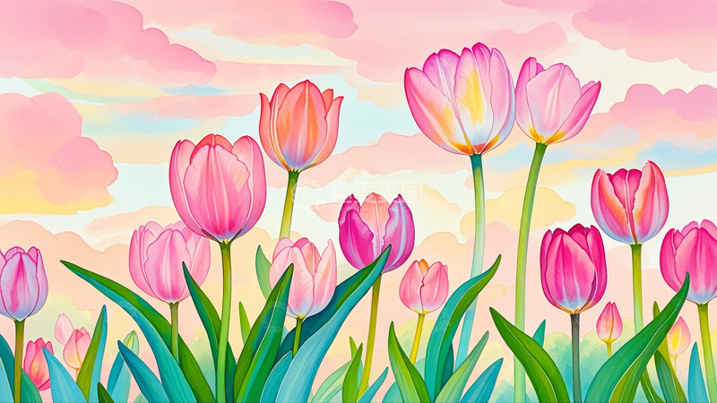 高清大图下载【趣麦麦图】粉色郁金香花朵3