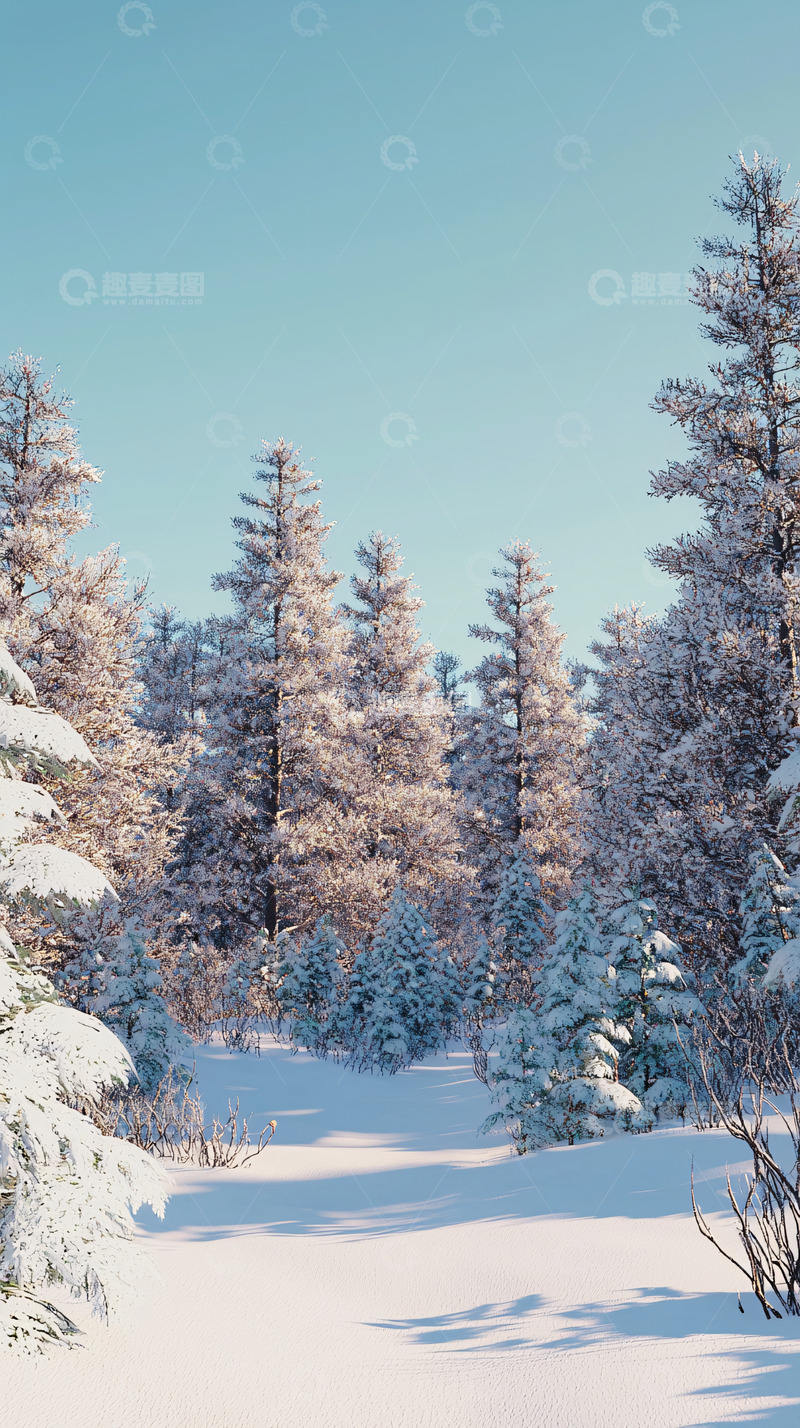 高清大图下载【趣麦麦图】冬日雪景森林