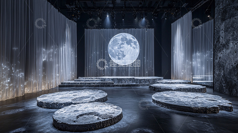 高清大图下载【趣麦麦图】月球表面舞台背景