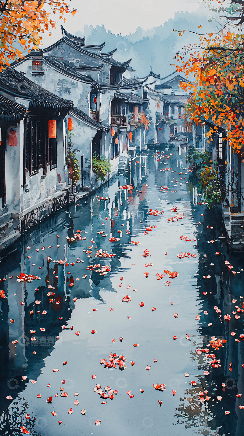 高清大图下载【趣麦麦图】秋日古镇水乡
