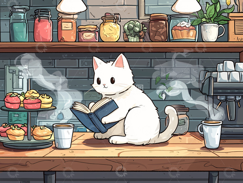 高清大图下载【趣麦麦图】猫咪咖啡馆