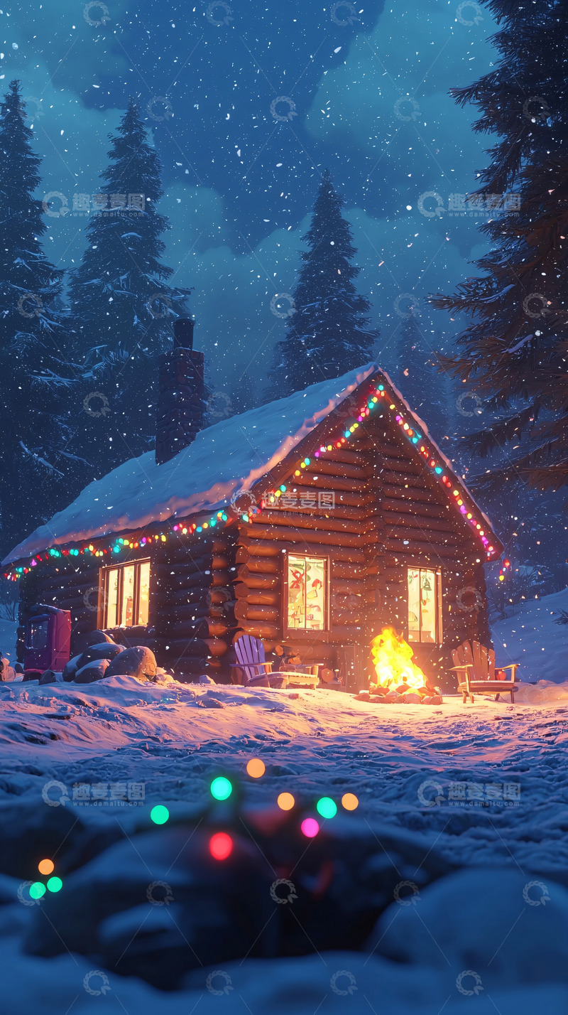 高清大图下载【趣麦麦图】下雪的圣诞小屋