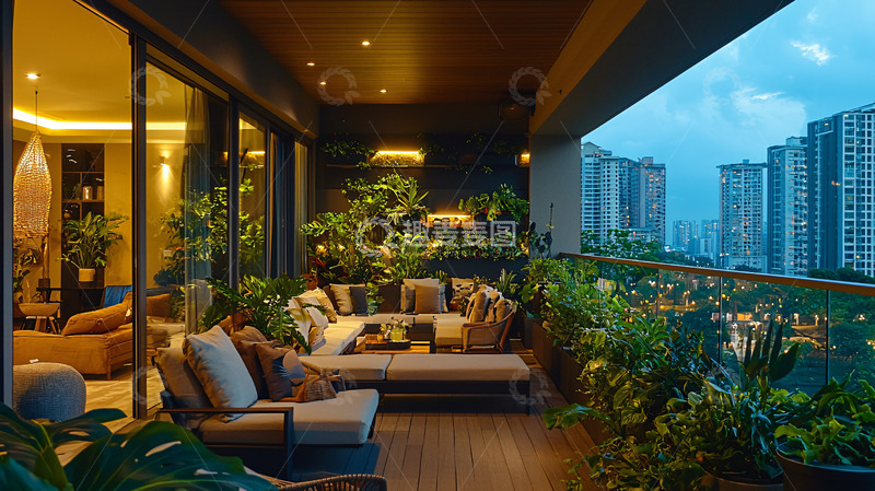 高清大图下载【趣麦麦图】阳台夜景