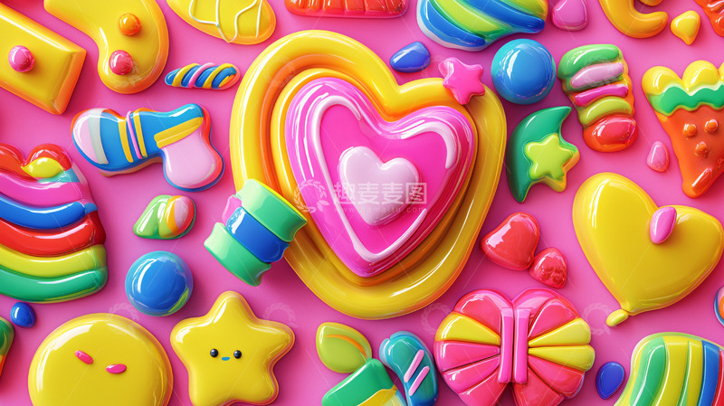 高清大图下载【趣麦麦图】彩虹糖果黏土