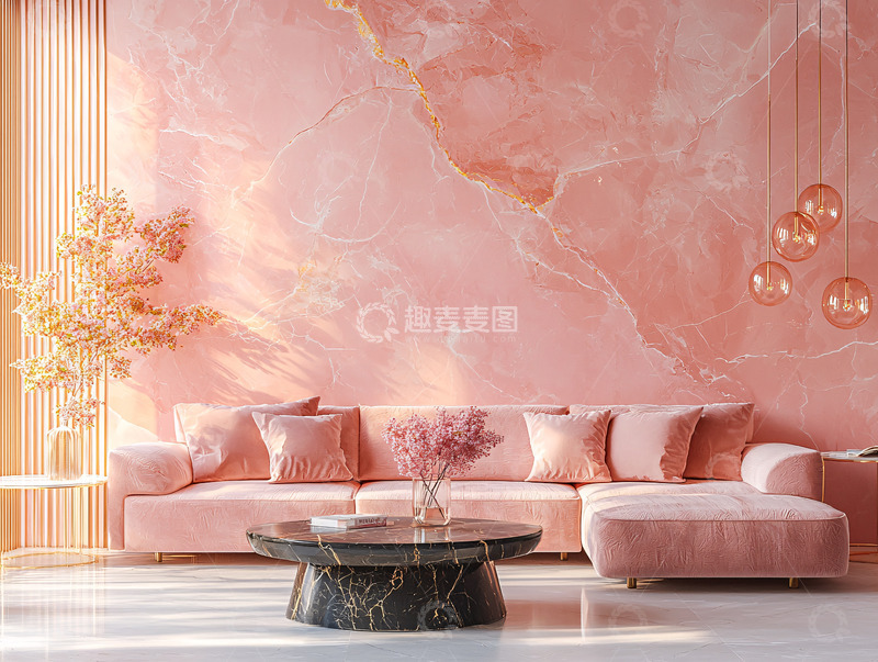 高清大图下载【趣麦麦图】-粉色大理石纹理背景墙