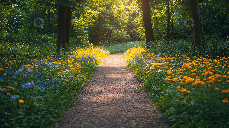 高清大图下载【趣麦麦图】阳光森林小路