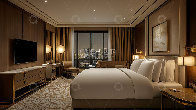 高清大图下载【趣麦麦图】高端酒店套房夜景