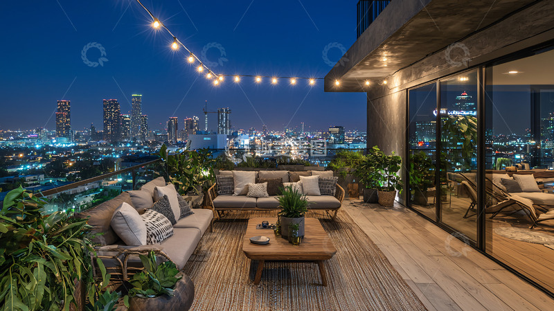 高清大图下载【趣麦麦图】-高层阳台夜景景观