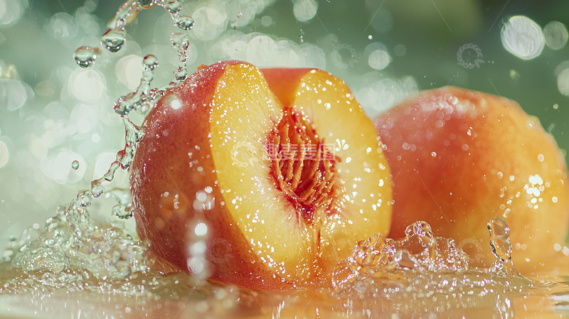 高清大图下载【趣麦麦图】水花四溅的桃子