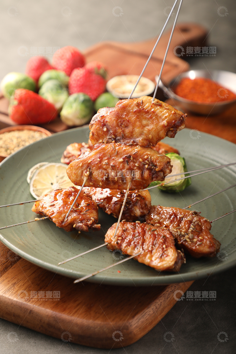 高清大图下载【趣麦麦图】东北烧烤烤鸡翅1
