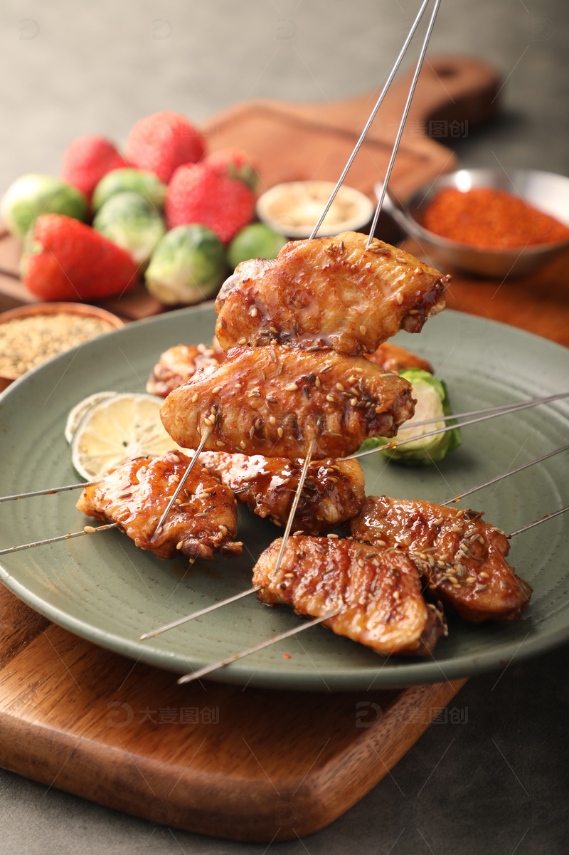 高清大图下载【趣麦麦图】东北烧烤烤鸡翅1