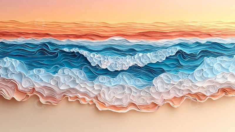 高清大图下载【趣麦麦图】波光粼粼的海岸线