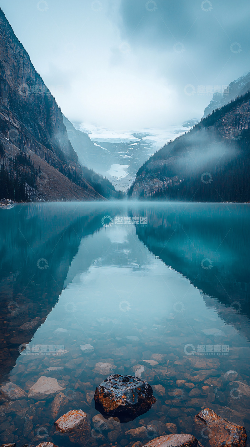 高清大图下载【趣麦麦图】雾气缭绕的湖泊山景