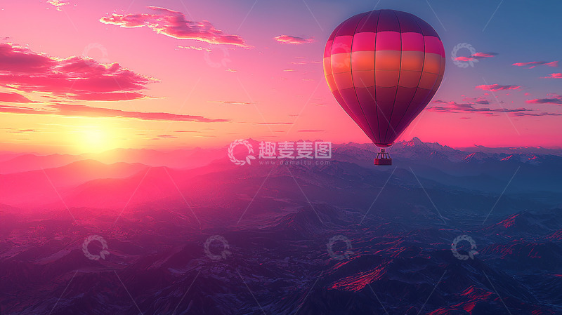 高清大图下载【趣麦麦图】热气球日出景色