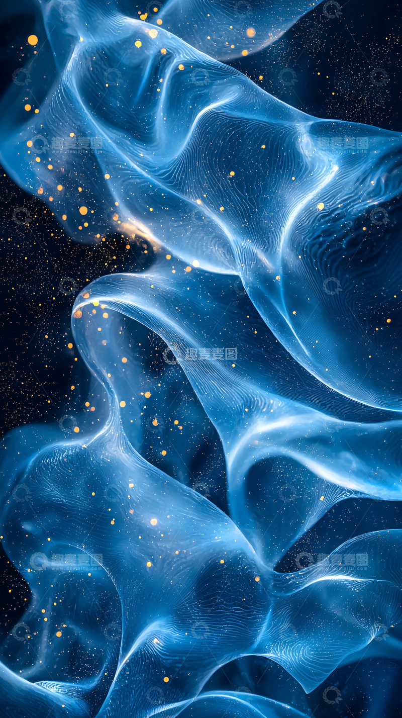高清大图下载【趣麦麦图】蓝色光线流动如纱