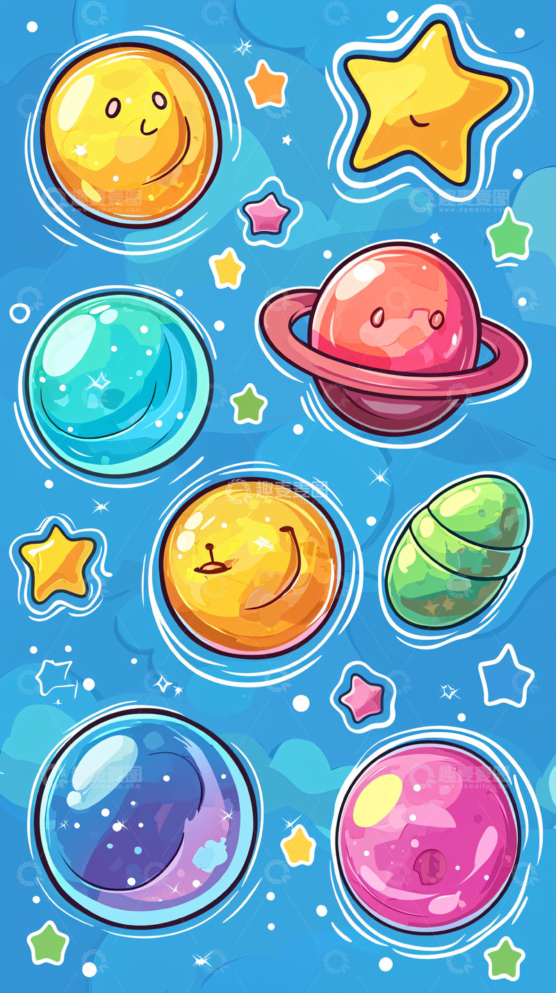 高清大图下载【趣麦麦图】卡通星球