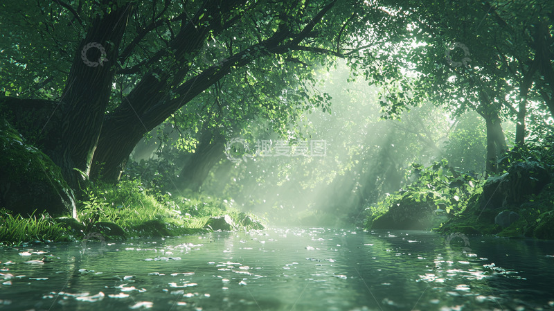 高清大图下载【趣麦麦图】森林小溪
