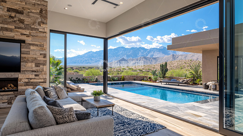 高清大图下载【趣麦麦图】现代简约山景别墅客厅