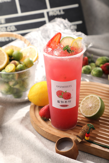 树莓果饮饮品摄影图