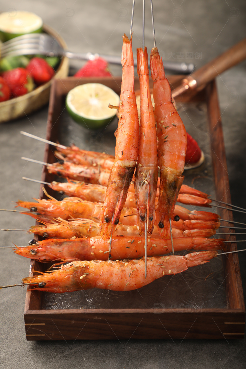 高清大图下载【趣麦麦图】东北烧烤烤大虾