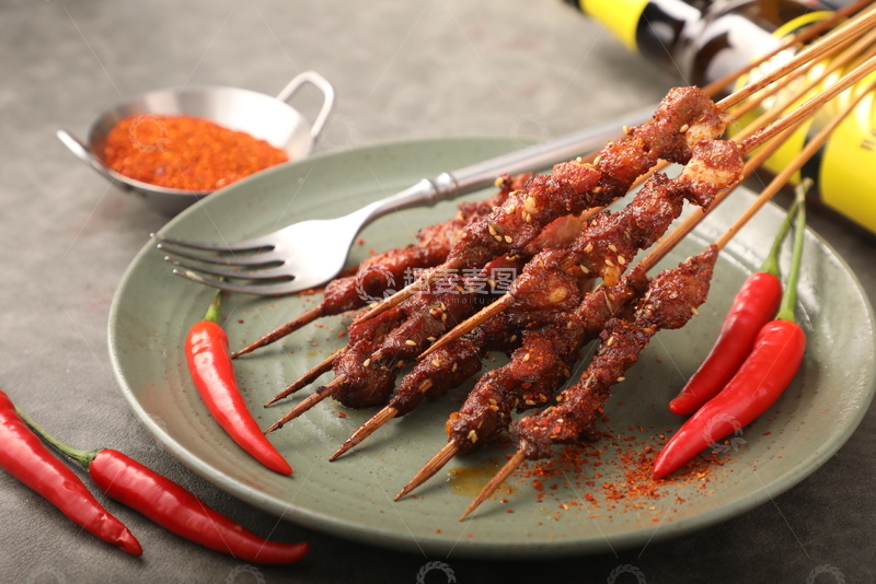 高清大图下载【趣麦麦图】东北烧烤麻辣排骨串