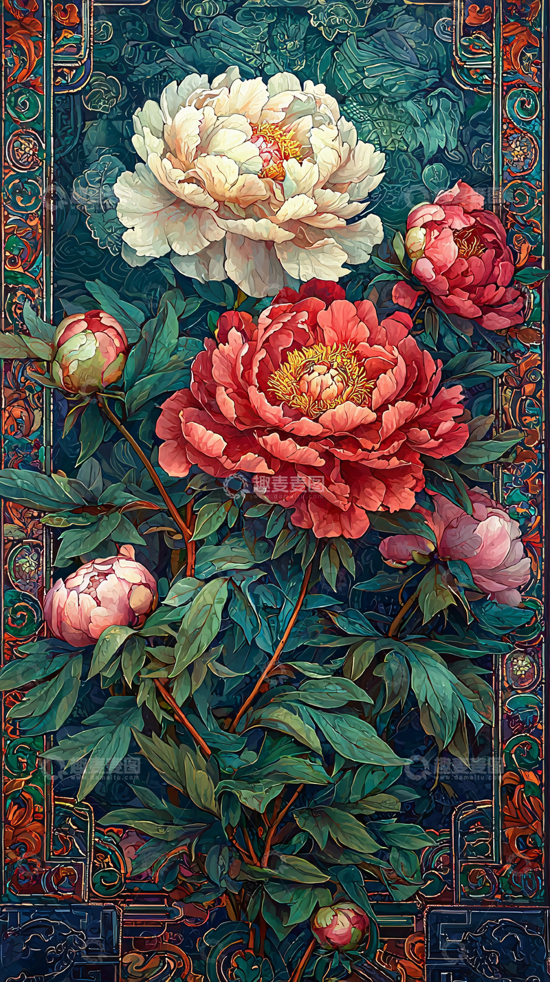 高清大图下载【趣麦麦图】牡丹花卉图