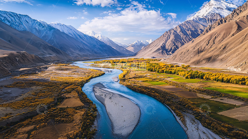 高清大图下载【趣麦麦图】山脉河流峡谷秋景