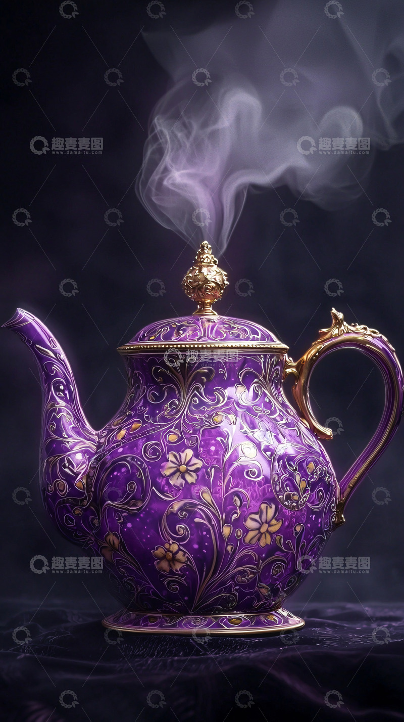 高清大图下载【趣麦麦图】紫色茶壶