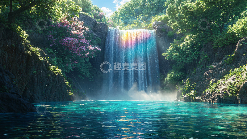 高清大图下载【趣麦麦图】彩虹瀑布