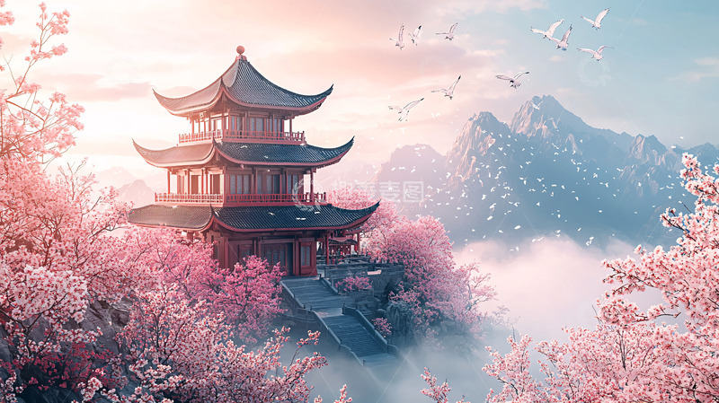 高清大图下载【趣麦麦图】中国风亭台楼阁