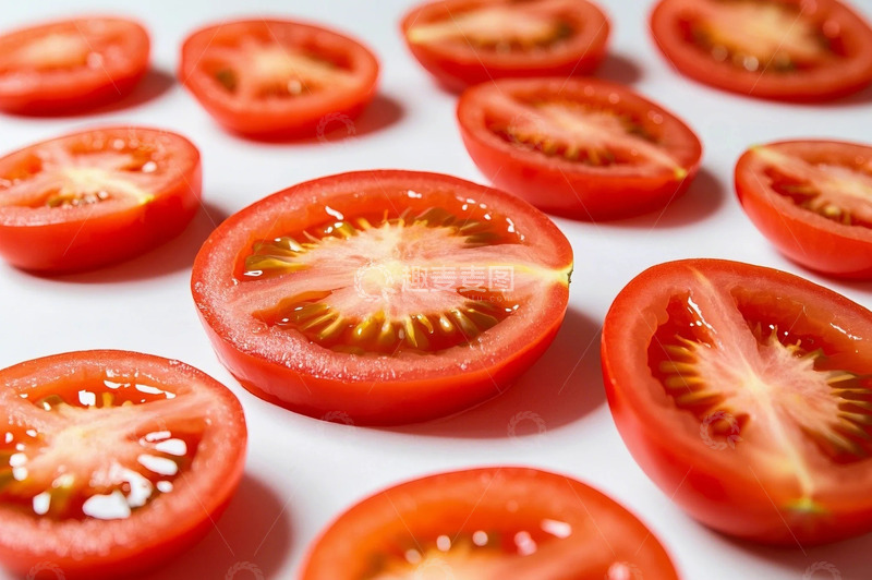 高清大图下载【趣麦麦图】新鲜西红柿片圆形切片摄影图1