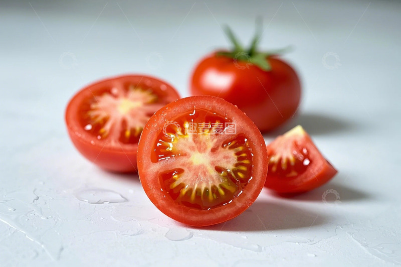 高清大图下载【趣麦麦图】新鲜西红柿片圆形切片摄影图2