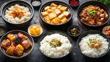 特写美味石锅饭