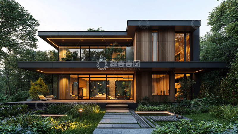 高清大图下载【趣麦麦图】现代森林住宅外观