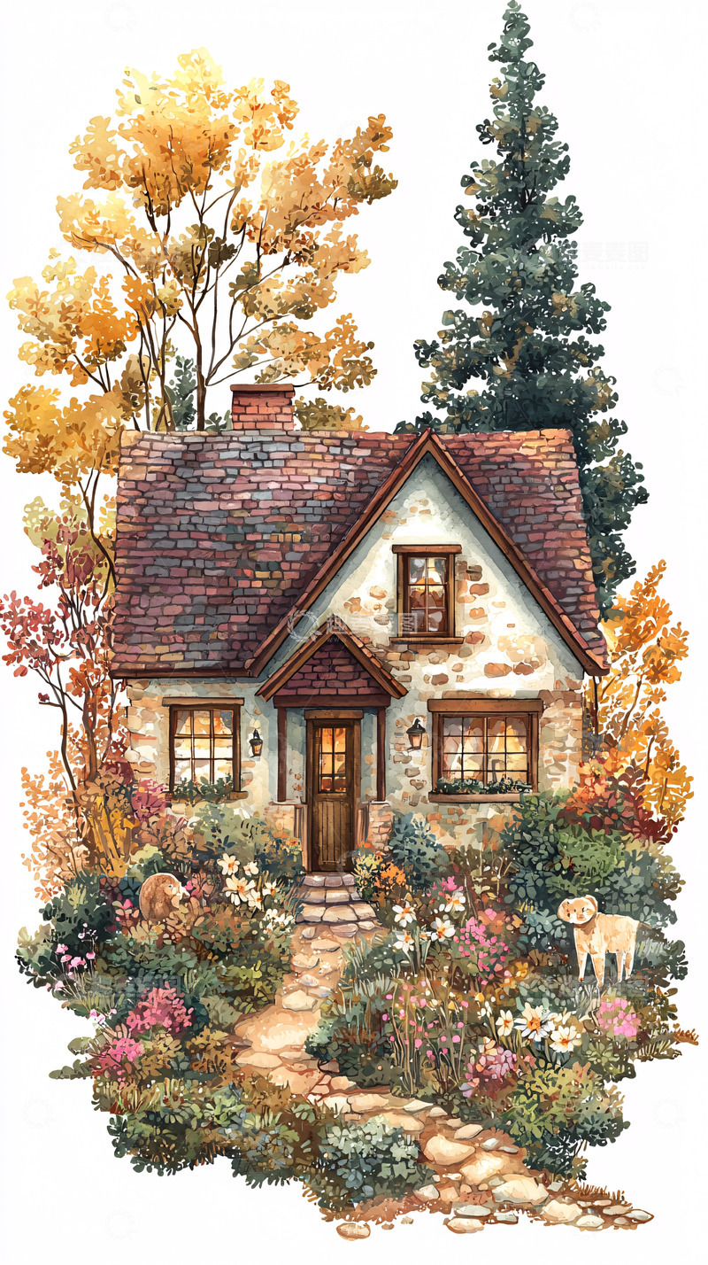 高清大图下载【趣麦麦图】秋季田园小屋