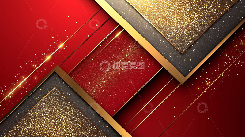 高清大图下载【趣麦麦图】红金几何抽象背景