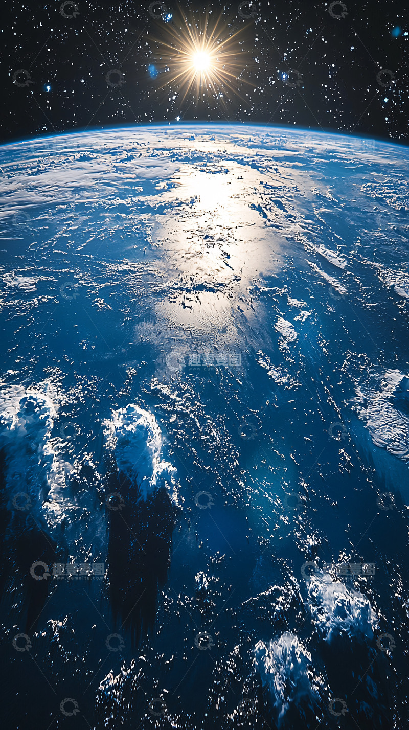 高清大图下载【趣麦麦图】蔚蓝色地球从太空视角