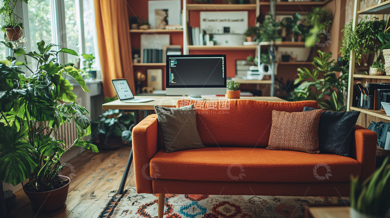 高清大图下载【趣麦麦图】橙色沙发