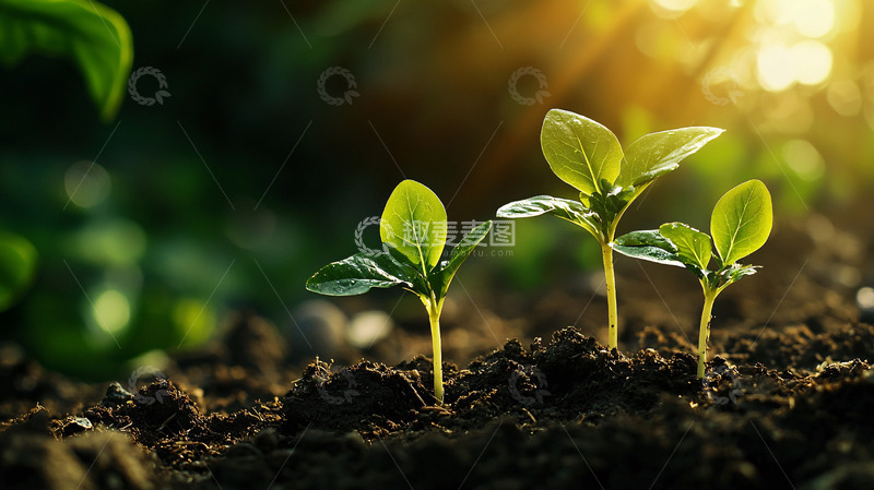 高清大图下载【趣麦麦图】阳光下茁壮成长的幼苗