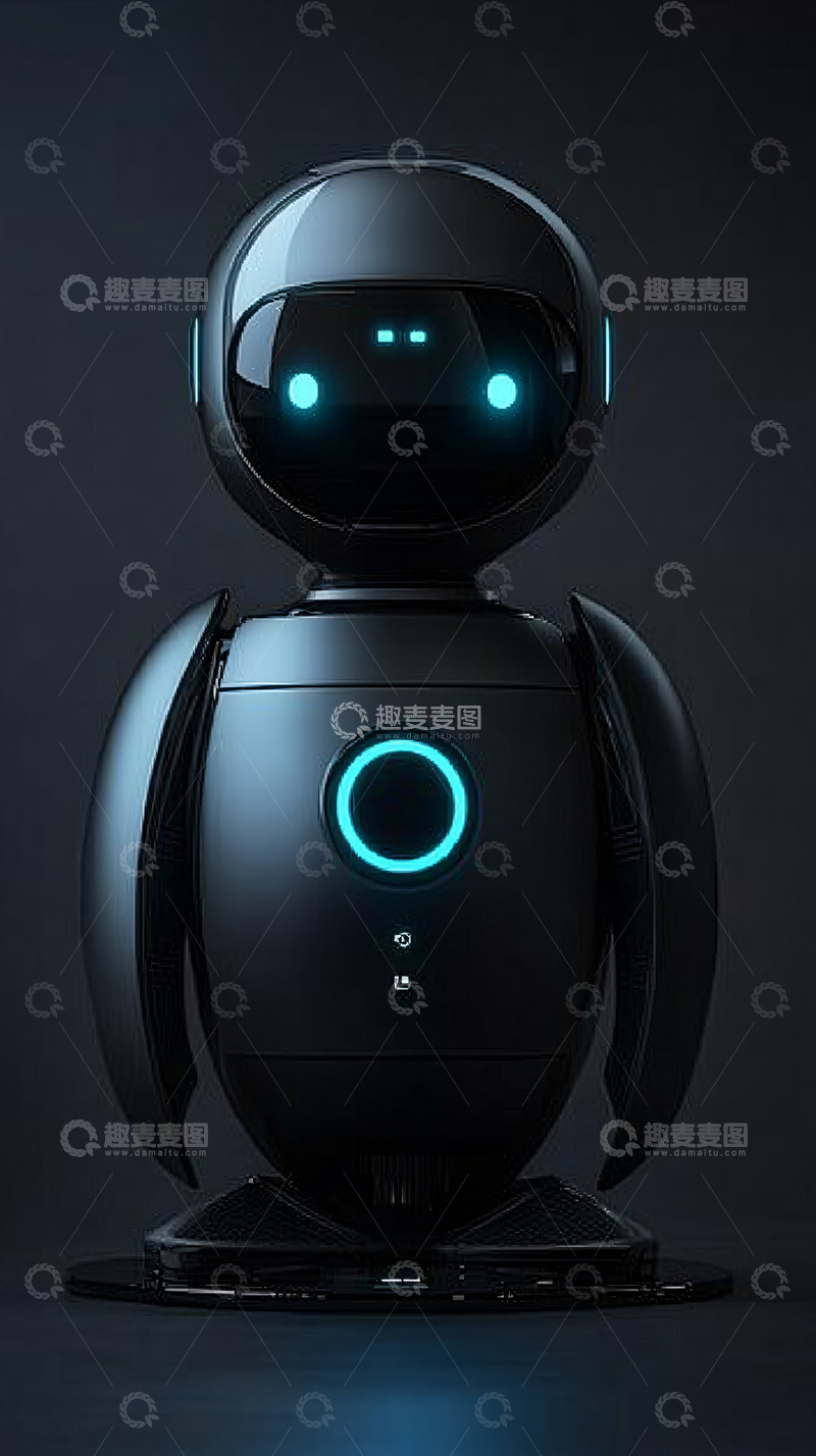高清大图下载【趣麦麦图】科技感十足的黑色小机器人