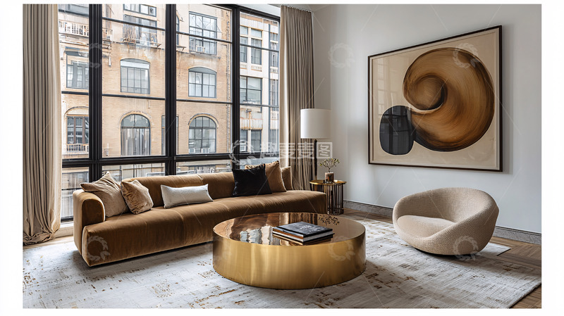 高清大图下载【趣麦麦图】现代轻奢公寓客厅