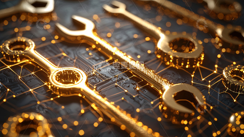 高清大图下载【趣麦麦图】金色扳手