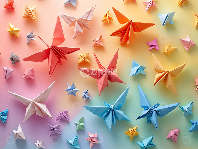 高清大图下载【趣麦麦图】彩色纸蝴蝶