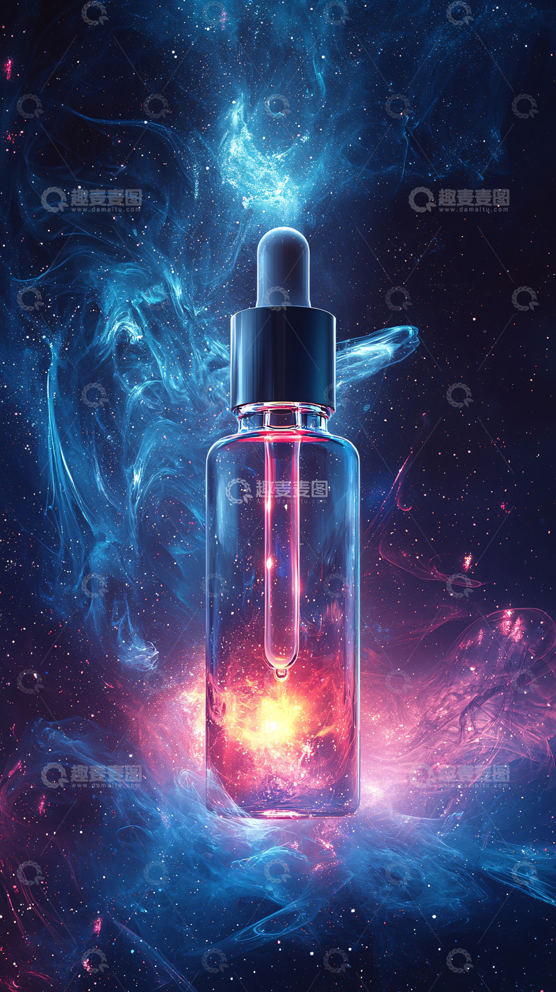 高清大图下载【趣麦麦图】宇宙星空下的精华液瓶