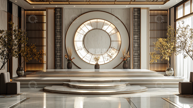 高清大图下载【趣麦麦图】豪华大厅圆形装饰墙