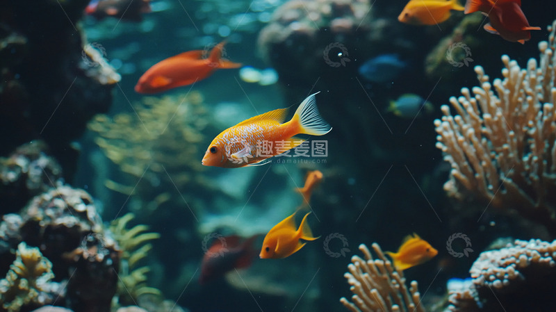 高清大图下载【趣麦麦图】珊瑚礁鱼群