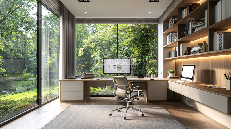 高清大图下载【趣麦麦图】现代简约书房设计