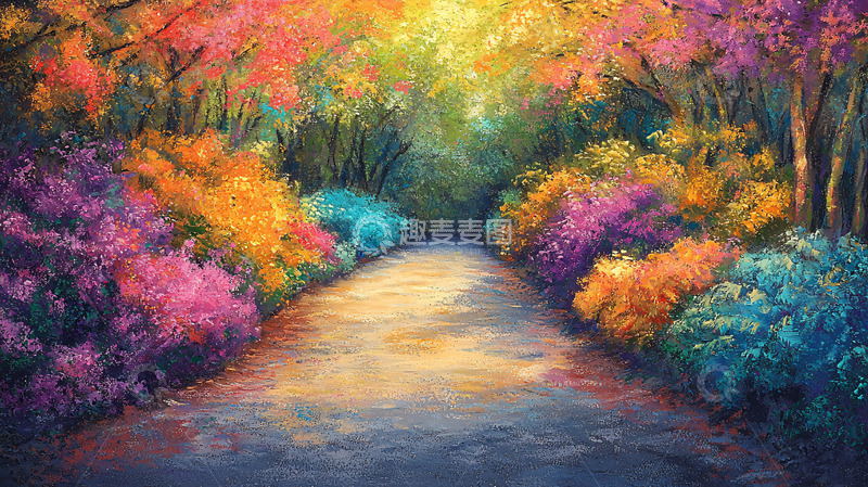 高清大图下载【趣麦麦图】秋日彩林小路