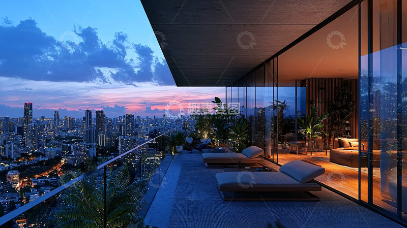 高清大图下载【趣麦麦图】-城市夜景阳台豪华公寓